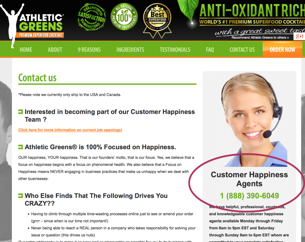 Athletic Greens Customer Service